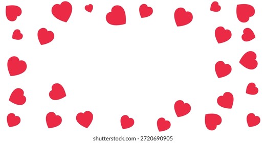Borde rojo del marco del corazón en el fondo blanco