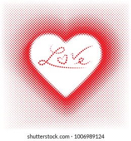 Red Heart Frame with Halftone dots effect Valentines day background, Vector illustration EPS10