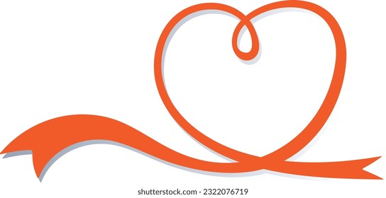 red heart frame made of ribbon