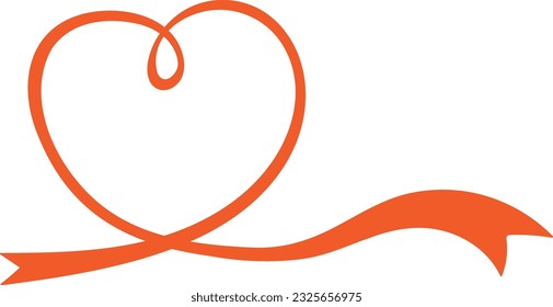 red heart frame made of ribbon
