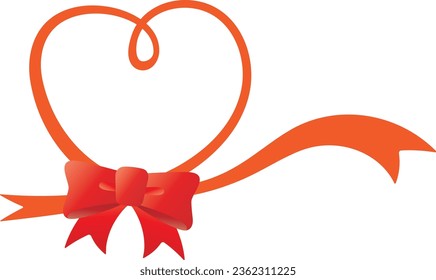 red heart frame made of ribbons