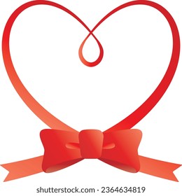 red heart frame made of ribbons
