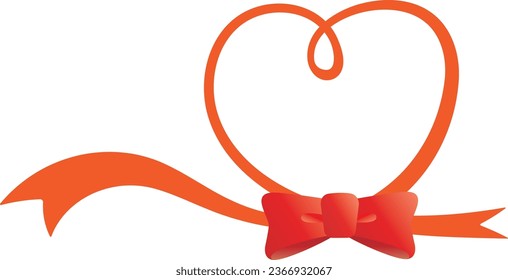 red heart frame made of ribbons