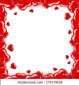 Red Heart Frame Over White Background, Copy space
