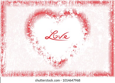 Red Heart Frame with Overlay Halftone dots effect Valentines day background, Vector illustration EPS 10