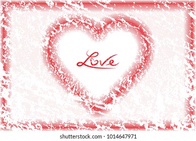Red Heart Frame with Overlay Halftone dots effect Valentines day background, Vector illustration EPS 10
