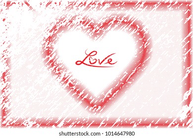 Red Heart Frame with Overlay Halftone dots effect Valentines day background, Vector illustration EPS 10