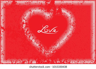 Red Heart Frame with Overlay Halftone dots effect Valentines day background, Vector illustration EPS 10