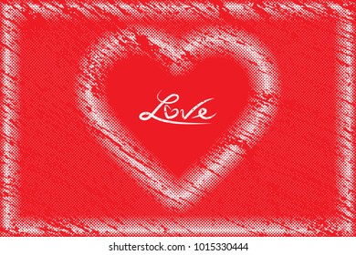 Red Heart Frame with Overlay Halftone dots effect Valentines day background, Vector illustration EPS 10