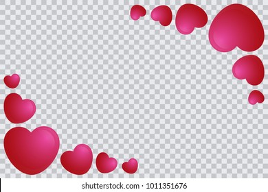 Red Heart frame template isolated in transparent background, heart balloon template. Vector EPS 10