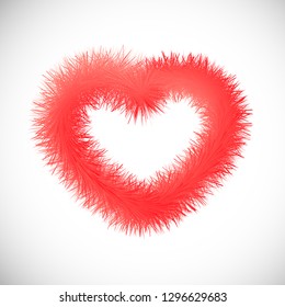 Red heart with fur effect. Symbol of Love. Vector illustration.