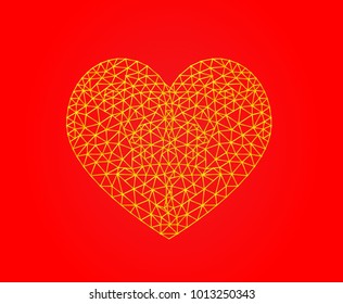 Red heart with geometric structure greeting card design. Abstract red polygonal heart. Love symbol. Romantic background for Valentines day. - Illustration
Banner - Sign, Gold, Geometric Shape