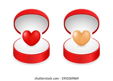 red heart in gift box 3d icon