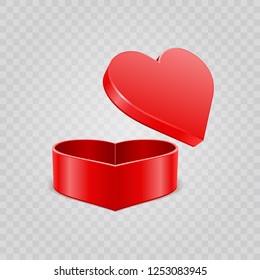 Red heart gift box Isolated on Transparent Background. Easy replace backdrop. Vector Design element.