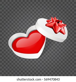 Red heart gift box Isolated. Easy replace backdrop. Vector Design element.