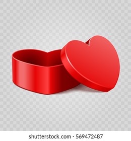 Red heart gift box Isolated on Transparent Background. Easy replace backdrop. Vector Design element.