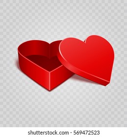 Red heart gift box Isolated on Transparent Background. Easy replace backdrop. Vector Design element.