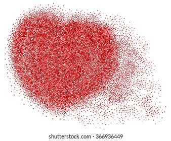 Red heart glitter.Heart shape particles.Heart with red sparkles.Abstract heart.Vector illustration.For Valentine's Day.