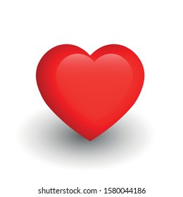 Red heart with glossy effect. A symbol of love and St Valentines Day. 3D vector illustration.