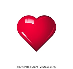 Red heart glossy vector,3D love for valentine day