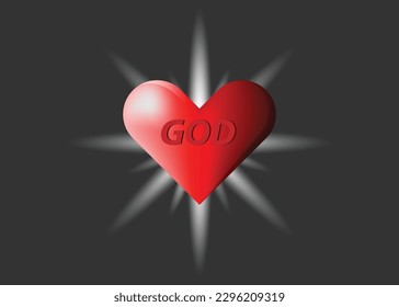 red heart with god lord vector for background unity concept presentation logo web  