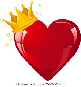 red heart with gold crown vector