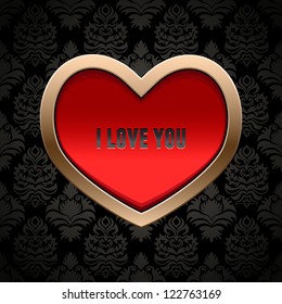 Red heart in a gold frame