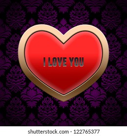 Red heart in a gold frame