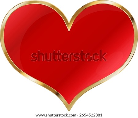 Red heart and gold frame. Unique love design