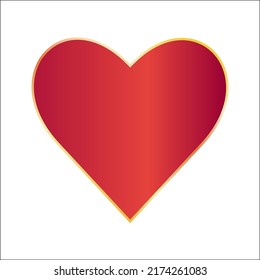 Red heart gradient with golden outline icon valentines day collection shape vector image