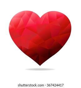 Red Heart With Gradient Mesh, Vector Illustration