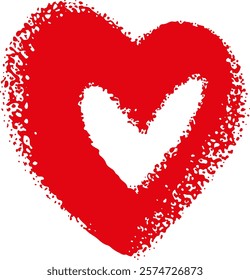 Red heart in graffiti style with visible drops of paint. Vector imitation of aerosol paint. Symbol of love and valentine`s day. Vector element for holiday design, isolated on white.