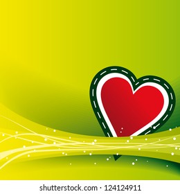 Red heart with green background