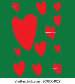 red heart with green background