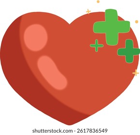 Red heart with green healing plus sign on top