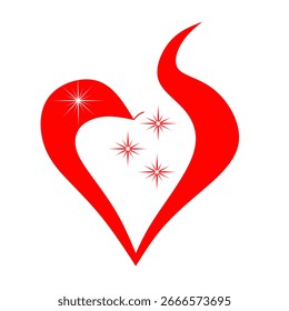 Coração vermelho com broto verde segurado em uma mão protetora. Conceito de amor, cuidado, ecologia, proteção da natureza e harmonia entre pessoas e meio ambiente.