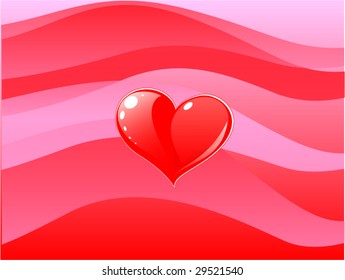 Red heart - greeting card, vector illustration