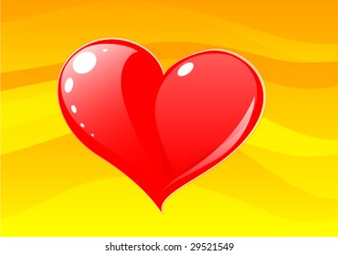Red heart - greeting card, vector illustration