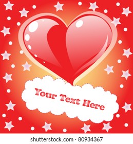 Red heart - greeting card, vector design ellement for decoration