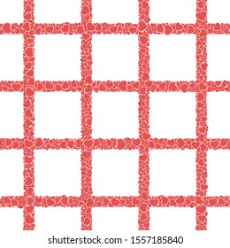 Red heart grid seamless pattern.