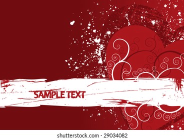 Red heart grunge abstract background