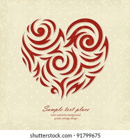 Corazón rojo con textura gruesa sobre fondo polka-punto
