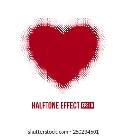 Red heart with Halftone Effect. Vector illustration for Valentine's Day Greeting Card, Poster, Flyer or Invitation Design
