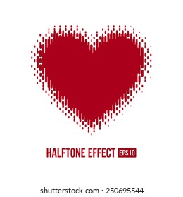 Red heart with Halftone Effect. Vector illustration for Valentine's Day Greeting Card, Poster, Flyer or Invitation Design