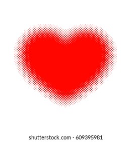Red heart halftone. Vector illustration. Abstract dots heart as a symbol of love.