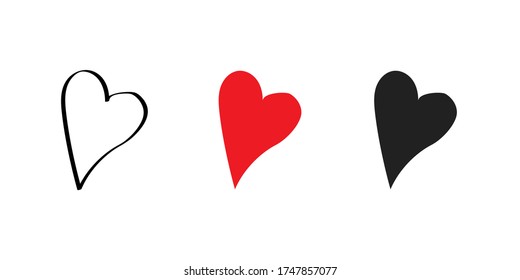 Icono de diseño de la mano roja del corazón. El concepto aislado del vector de amor en estilo plano.