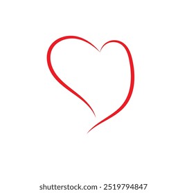 Red heart hand drawn element vector