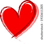 Red heart hand drawn isolated illustration