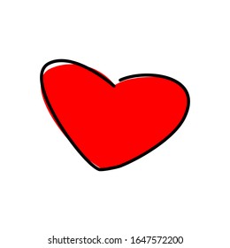 red heart hand drawn isolated on white background. vector illustration