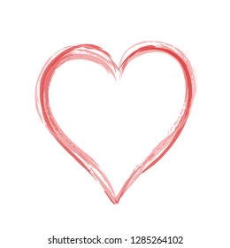 Red heart hand drawn like love symbol on white, stock vector illustration icon